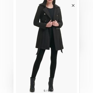 NWT GUESS Women's Black Double-Breasted Trench Coat